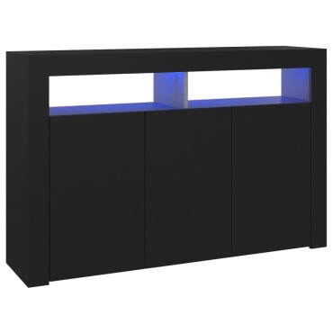 vidaXL Μπουφές με LED Μαύρος 115,5x30x75cm 1 τεμ.