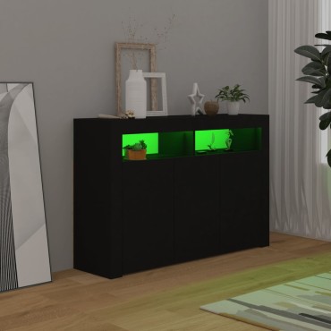 vidaXL Μπουφές με LED Μαύρος 115,5x30x75cm 1 τεμ.