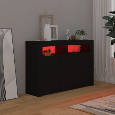 vidaXL Μπουφές με LED Μαύρος 115,5x30x75cm 1 τεμ.