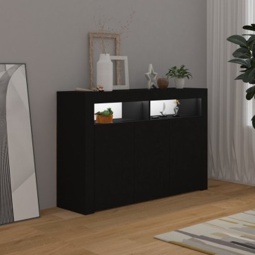 vidaXL Μπουφές με LED Μαύρος 115,5x30x75cm 1 τεμ.