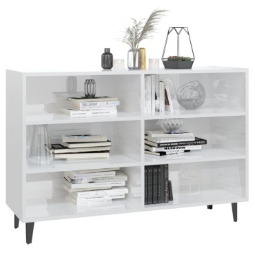 vidaXL Ραφιέρα Γυαλιστερή Λευκή 103,5x35x70cm από Επεξεργ. Ξύλο 1 τεμ.