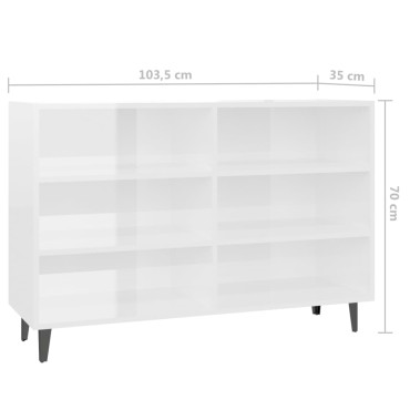 vidaXL Ραφιέρα Γυαλιστερή Λευκή 103,5x35x70cm από Επεξεργ. Ξύλο 1 τεμ.