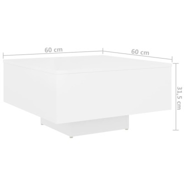 vidaXL Τραπεζάκι Σαλονιού Λευκό 60x60x31,5cm από Επεξ. Ξύλο 1 τεμ.