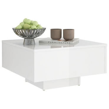 vidaXL Τραπεζάκι Σαλονιού Γυαλιστερό Λευκό 60x60x31,5cm Επεξ. Ξύλο 1 τεμ.
