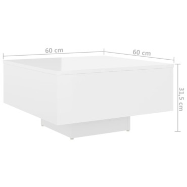vidaXL Τραπεζάκι Σαλονιού Γυαλιστερό Λευκό 60x60x31,5cm Επεξ. Ξύλο 1 τεμ.