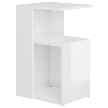 vidaXL Τραπέζι Βοηθητικό Γυαλιστερό Λευκό 36x30x56cm Επεξ. Ξύλο 1 τεμ.