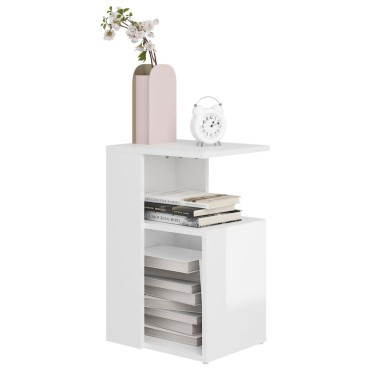 vidaXL Τραπέζι Βοηθητικό Γυαλιστερό Λευκό 36x30x56cm Επεξ. Ξύλο 1 τεμ.
