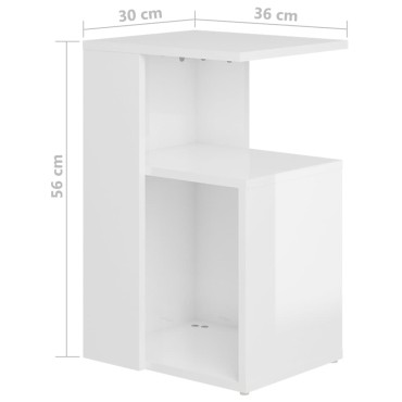 vidaXL Τραπέζι Βοηθητικό Γυαλιστερό Λευκό 36x30x56cm Επεξ. Ξύλο 1 τεμ.