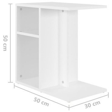 vidaXL Τραπέζι Βοηθητικό Λευκό 50x30x50cm από Επεξ. Ξύλο 1 τεμ.