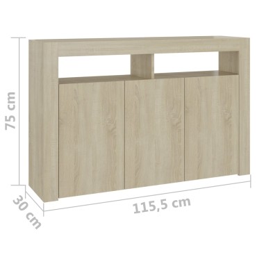 vidaXL Μπουφές με LED Sonoma Δρυς 115,5x30x75cm 1 τεμ.