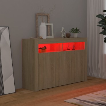 vidaXL Μπουφές με LED Sonoma Δρυς 115,5x30x75cm 1 τεμ.
