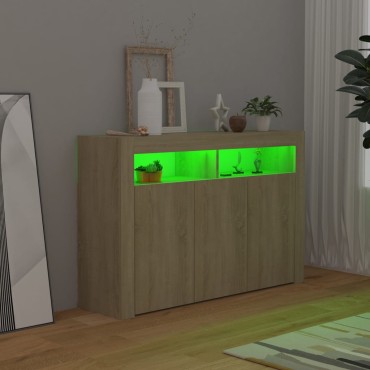 vidaXL Μπουφές με LED Sonoma Δρυς 115,5x30x75cm 1 τεμ.