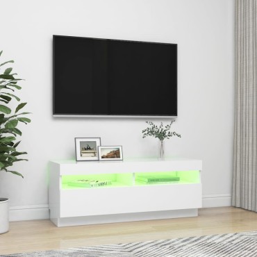 vidaXL Έπιπλο Τηλεόρασης με LED Λευκό 100x35x40cm