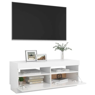 vidaXL Έπιπλο Τηλεόρασης με LED Γυαλιστερό Άσπρο 100x35x40cm