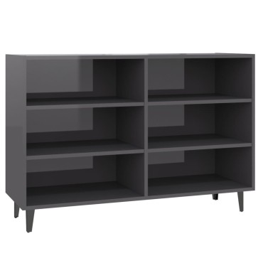 vidaXL Ραφιέρα Γυαλιστερή Γκρι 103,5x35x70cm από Επεξ. Ξύλο 1 τεμ.