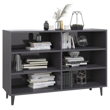 vidaXL Ραφιέρα Γυαλιστερή Γκρι 103,5x35x70cm από Επεξ. Ξύλο 1 τεμ.