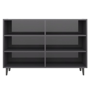 vidaXL Ραφιέρα Γυαλιστερή Γκρι 103,5x35x70cm από Επεξ. Ξύλο 1 τεμ.
