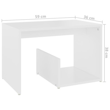 vidaXL Τραπέζι Βοηθητικό Λευκό 59x36x38cm από Επεξ. Ξύλο 1 τεμ.