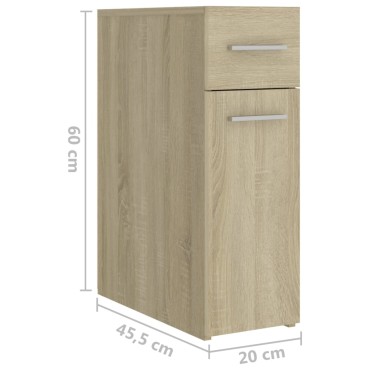 vidaXL Συρταριέρα Γενικής Χρήσης Sonoma Δρυς 20x45,5x60 Επεξ. Ξύλο 20x45,5x60cm 1 τεμ.