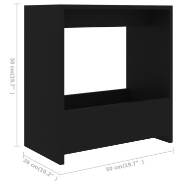 vidaXL Τραπεζάκι Βοηθητικό Μαύρο 50x26x50cm από Επεξ. Ξύλο 1 τεμ.