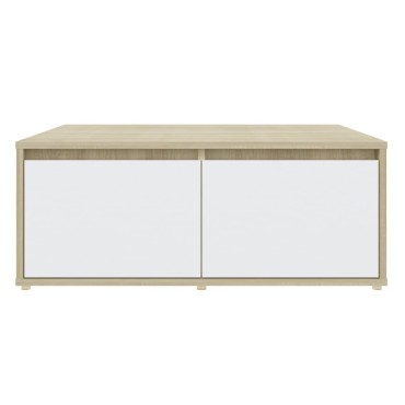 vidaXL Τραπεζάκι Σαλονιού Λευκό/Sonoma Δρυς 80x80x31cm Επεξ. Ξύλο 1 τεμ.
