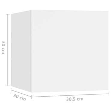 vidaXL Κομοδίνο Λευκό 30,5x30x30cm από Επεξ. Ξύλο 1 τεμ.