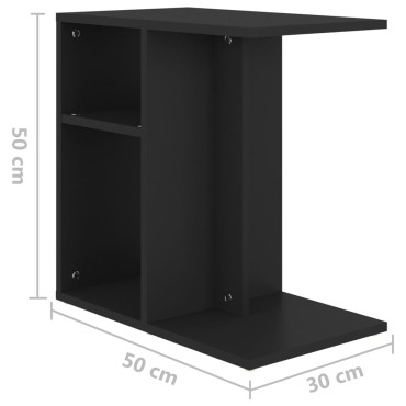 vidaXL Τραπέζι Βοηθητικό Μαύρο 50x30x50cm από Επεξ. Ξύλο 1 τεμ.