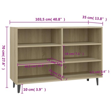 vidaXL Ραφιέρα Sonoma Δρυς 103,5x35x70cm από Επεξεργ. Ξύλο 1 τεμ.