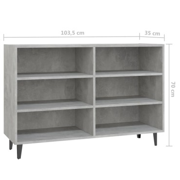 vidaXL Ραφιέρα Γκρι Σκυροδέματος 103,5x35x70cm από Επεξεργ. Ξύλο 1 τεμ.
