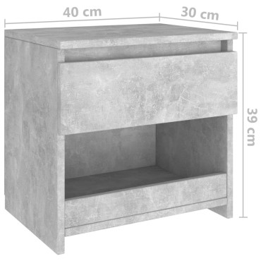 vidaXL Κομοδίνο Γκρι Σκυροδέματος 40x30x39cm από Επεξ. Ξύλο 1 τεμ.