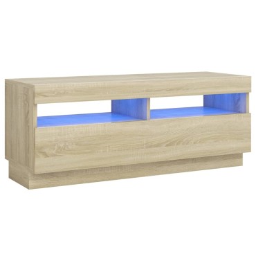vidaXL Έπιπλο Τηλεόρασης με Φωτισμό LED Sonoma Δρυς 100x35x40cm