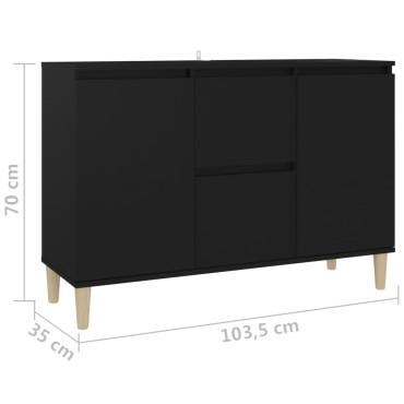 vidaXL Μπουφές Μαύρη 101x35x70cm από Επεξεργασμένο Ξύλο 1 τεμ.