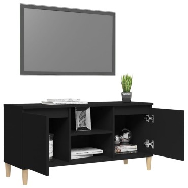 vidaXL Έπιπλο Τηλεόρασης Καφέ Μαύρο 103,5x35x50cm Μασίφ Ξύλινα Πόδια