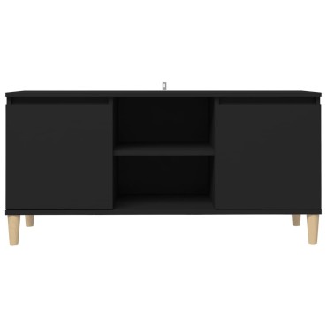 vidaXL Έπιπλο Τηλεόρασης Καφέ Μαύρο 103,5x35x50cm Μασίφ Ξύλινα Πόδια