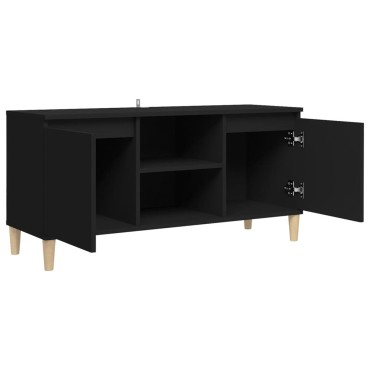 vidaXL Έπιπλο Τηλεόρασης Καφέ Μαύρο 103,5x35x50cm Μασίφ Ξύλινα Πόδια