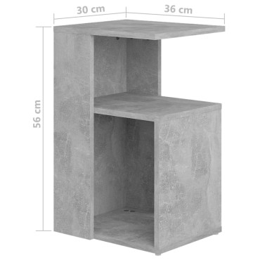 vidaXL Τραπέζι Βοηθητικό Γκρι Σκυροδέματος 36x30x56cm Επεξ. Ξύλο 1 τεμ.