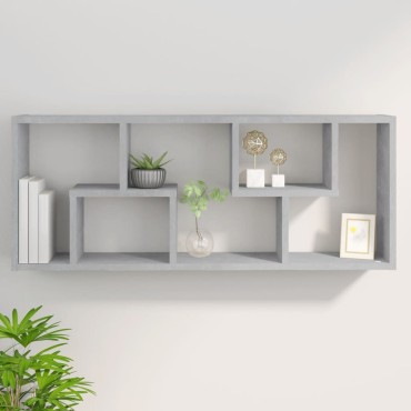 vidaXL Ραφιέρα Τοίχου Γκρι Σκυροδέματος 36x16x90cm από Επεξ. Ξύλο 1 τεμ.