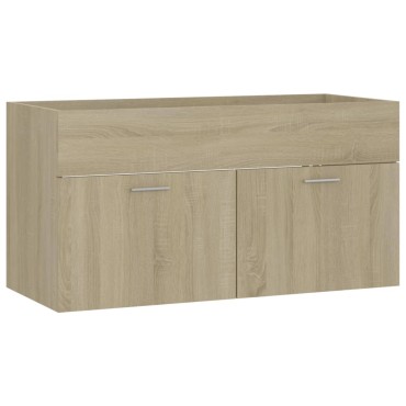 vidaXL Ντουλάπι Νιπτήρα Sonoma Δρυς 90x38,5x46cm από Επεξ. Ξύλο 1 τεμ.