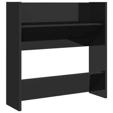 vidaXL Παπουτσοθήκη Τοίχου Γυαλ. Μαύρο 60x18x60cm Επεξ. Ξύλο