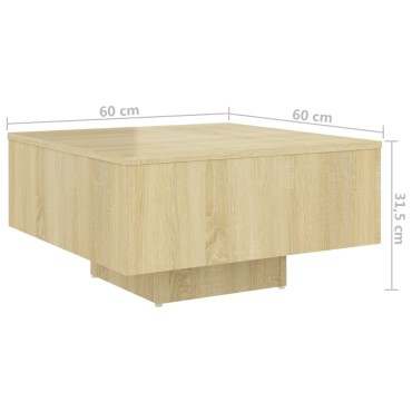 vidaXL Τραπεζάκι Σαλονιού Sonoma Δρυς 60x60x31,5cm Επεξ. Ξύλο 1 τεμ.