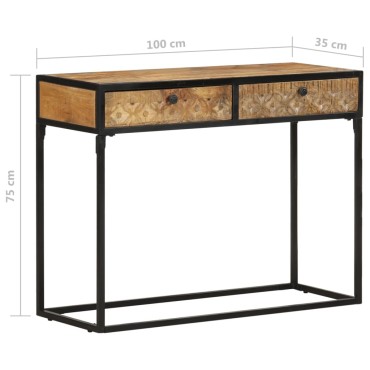vidaXL Τραπέζι Κονσόλα 100x35x75cm από Μασίφ Ξύλο Μάνγκο 1 τεμ.