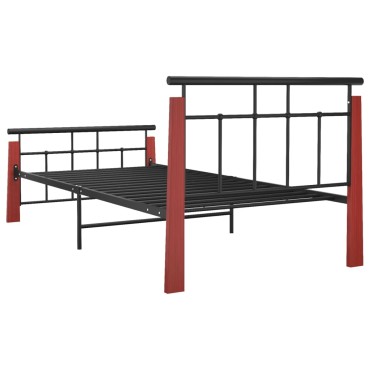 vidaXL Πλαίσιο Κρεβατιού 90 x 200 εκ. Μέταλλο & Μασίφ Ξύλο Δρυός