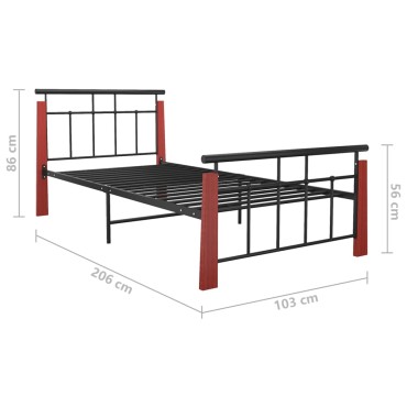 vidaXL Πλαίσιο Κρεβατιού 90 x 200 εκ. Μέταλλο & Μασίφ Ξύλο Δρυός