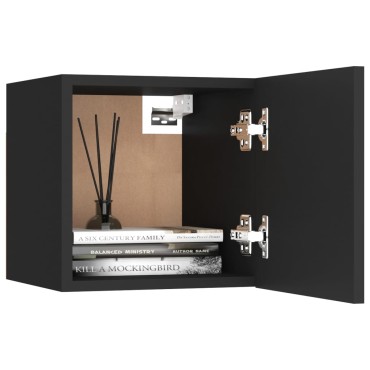 vidaXL Κομοδίνο Μαύρο 30,5x30x30cm από Επεξ. Ξύλο 1 τεμ.