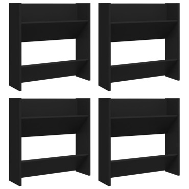 vidaXL Παπουτσοθήκες Τοίχου 4 τεμ. Μαύρο 60x18x60cm από Επεξ. Ξύλο