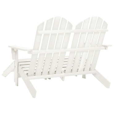 vidaXL Καρέκλα Κήπου Adirondack Διθέσια Λευκή Ξύλο Ελάτης & Υποπόδιο 119,5x147,5x89,5cm 1 τεμ.