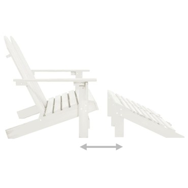 vidaXL Καρέκλα Κήπου Adirondack Διθέσια Λευκή Ξύλο Ελάτης & Υποπόδιο 119,5x147,5x89,5cm 1 τεμ.