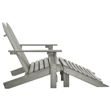 vidaXL Καρέκλα Κήπου Adirondack Διθέσια Γκρι Ξύλο Ελάτης & Υποπόδιο 119,5x147,5x89,5cm 1 τεμ.