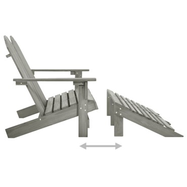 vidaXL Καρέκλα Κήπου Adirondack Διθέσια Γκρι Ξύλο Ελάτης & Υποπόδιο 119,5x147,5x89,5cm 1 τεμ.