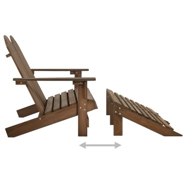 vidaXL Καρέκλα Κήπου Adirondack Διθέσια Καφέ Ξύλο Ελάτης & Υποπόδιο 119,5x147,5x89,5cm 1 τεμ.